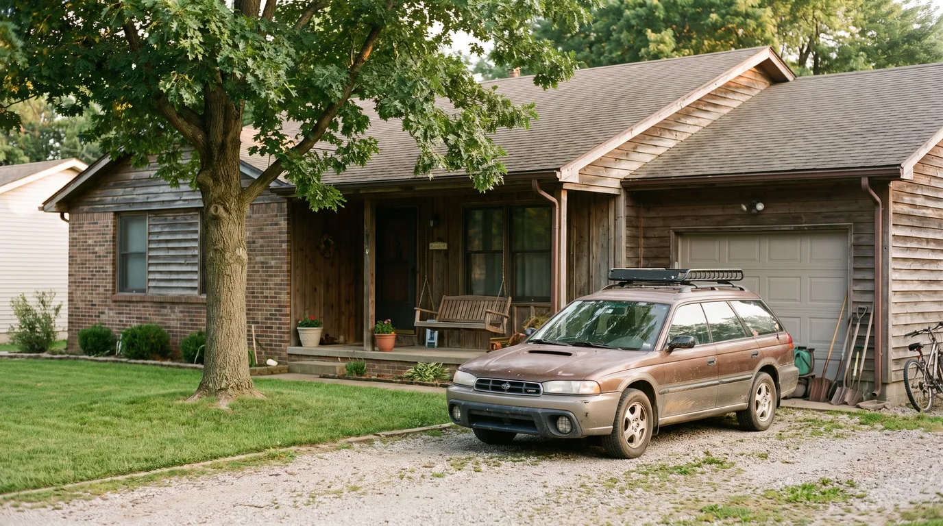 A family home and car still in use, the kind of exempt property kept through an Illinois Chapter 7 bankruptcy