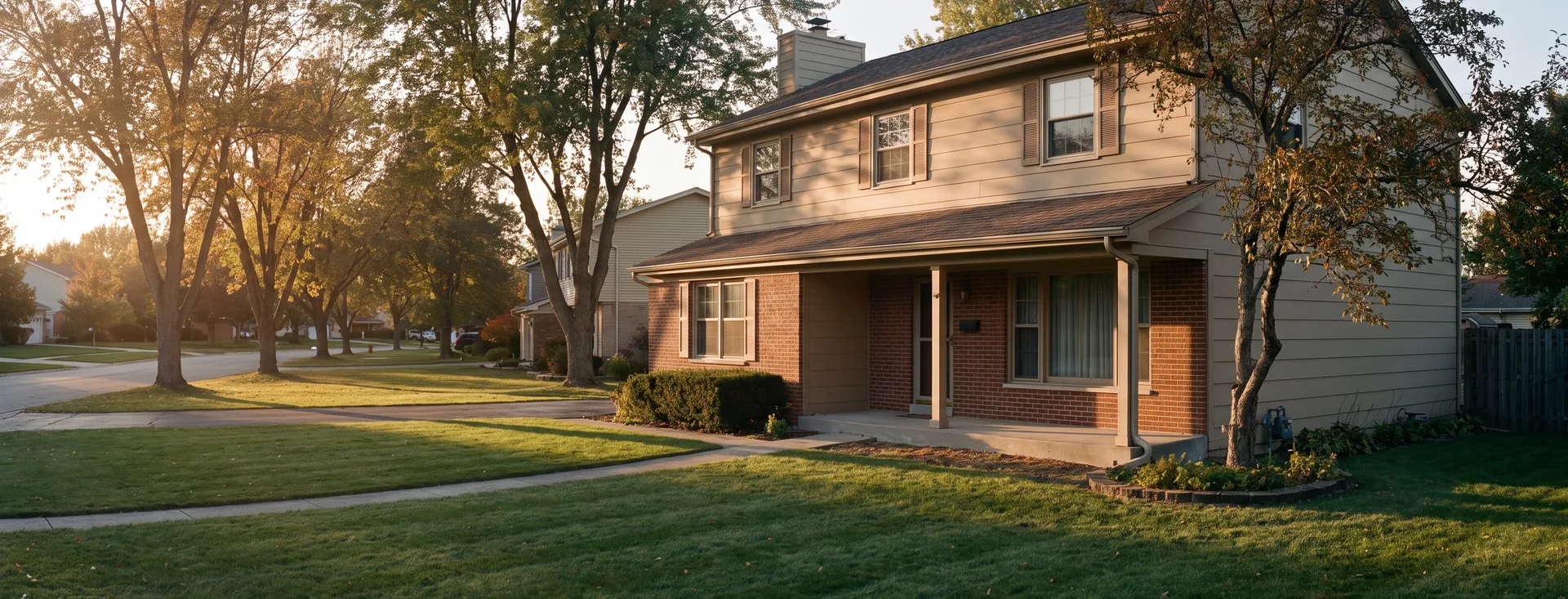 A suburban Will County house at golden hour