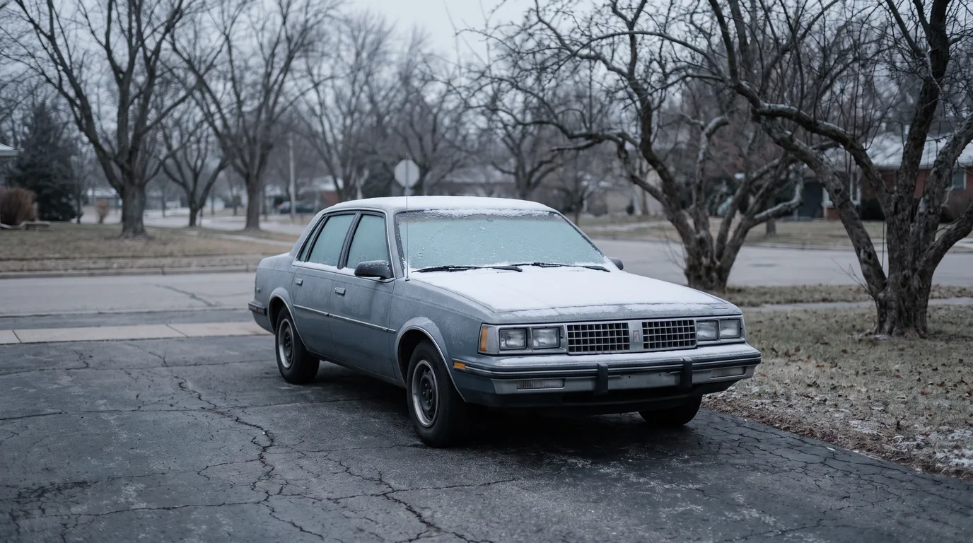 A car left parked on a frosted winter driveway during an Illinois statutory summary suspension